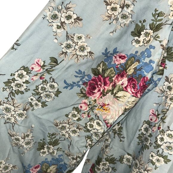 Ralph Lauren Vintage 80s blue Cabbage rose floral print palazzo pants 8 - Picture 4 of 5